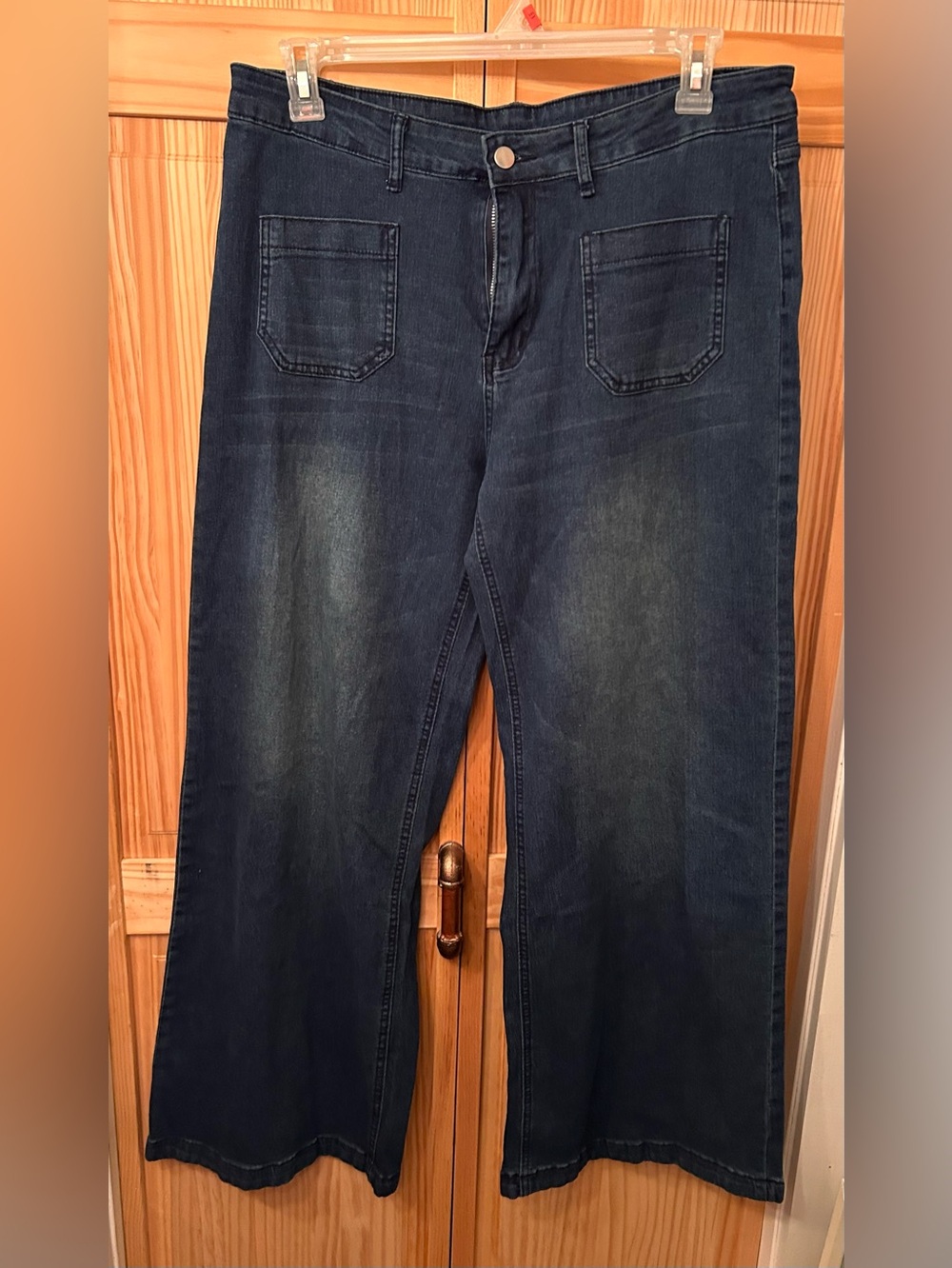 Source Unknown Dark Blue Wide-Leg Women's Jeans